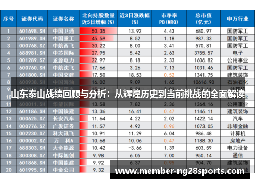 山东泰山战绩回顾与分析：从辉煌历史到当前挑战的全面解读